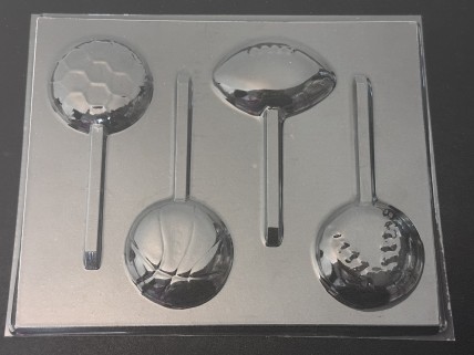 1436 Sports Balls Football Baseball Basketball Soccer Chocolate or Hard Candy Lollipop Mold 1436 Sports Balls Football Baseball Basketball Soccer Chocolate or Hard Candy Lollipop Mold